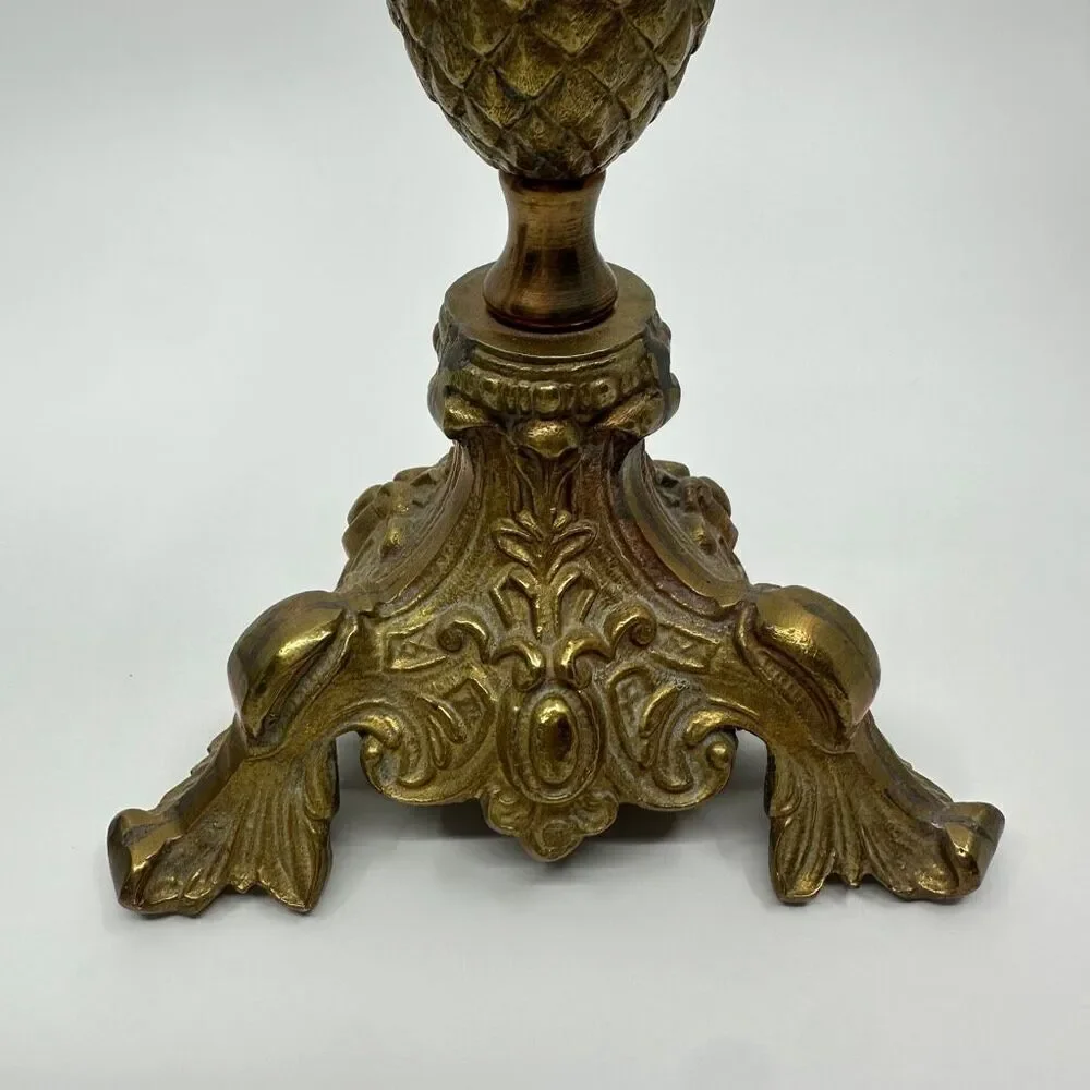 Ornate Brass Alter Candlesticks Pair